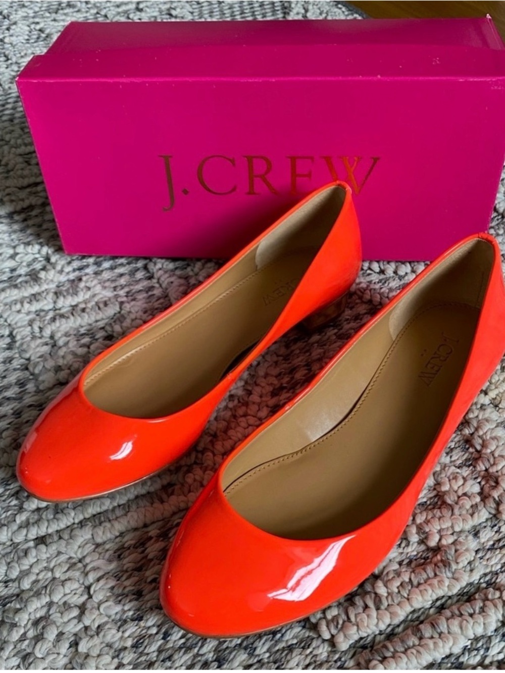 Lily Patent Ballet Flats Coral Metallic Gold Heel  Size 6